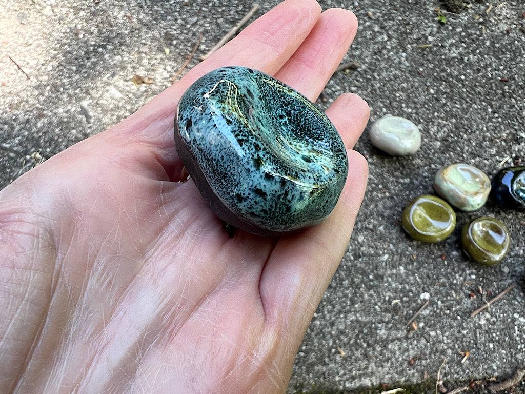 Handmade Ceramic Worry Stone Black Clay