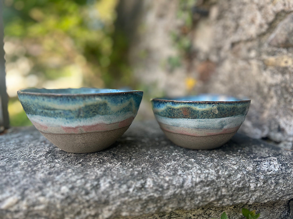 Handmade Ceramic Muesli Bowl - Blue Stoneware 250-300 ml - Lakeshore