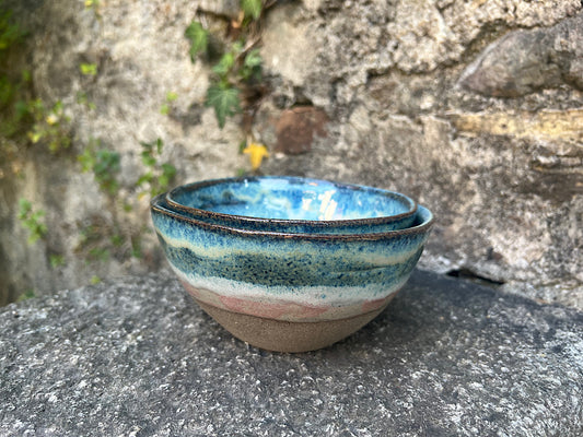 Handmade Ceramic Muesli Bowl - Blue Stoneware 250-300 ml - Lakeshore