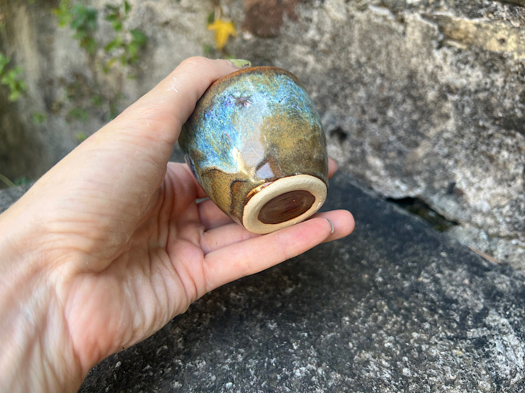 Handmade Ceramic Espresso Cup - Bronze  Stoneware 40 ml - Opalescent