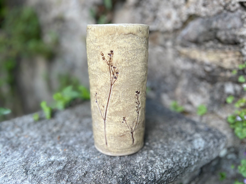 Botanical tube vase, cream