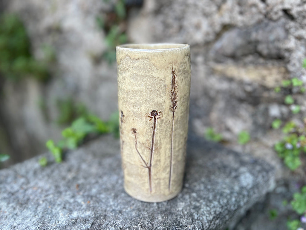 Botanical tube vase, cream