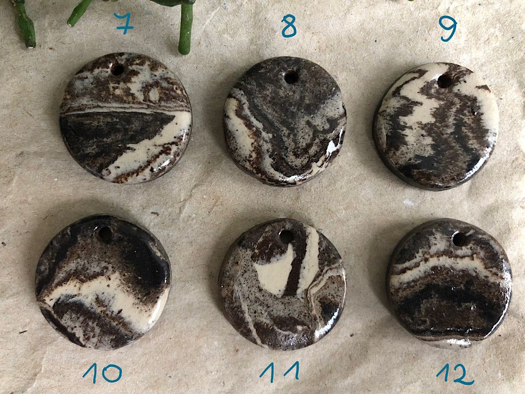 Handmade Ceramic Pendant Necklace - Marble Clay
