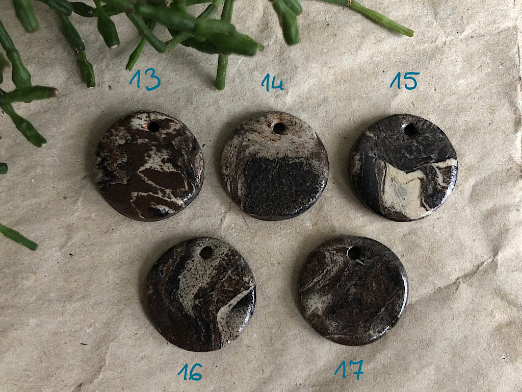 Handmade Ceramic Pendant Necklace - Marble Clay