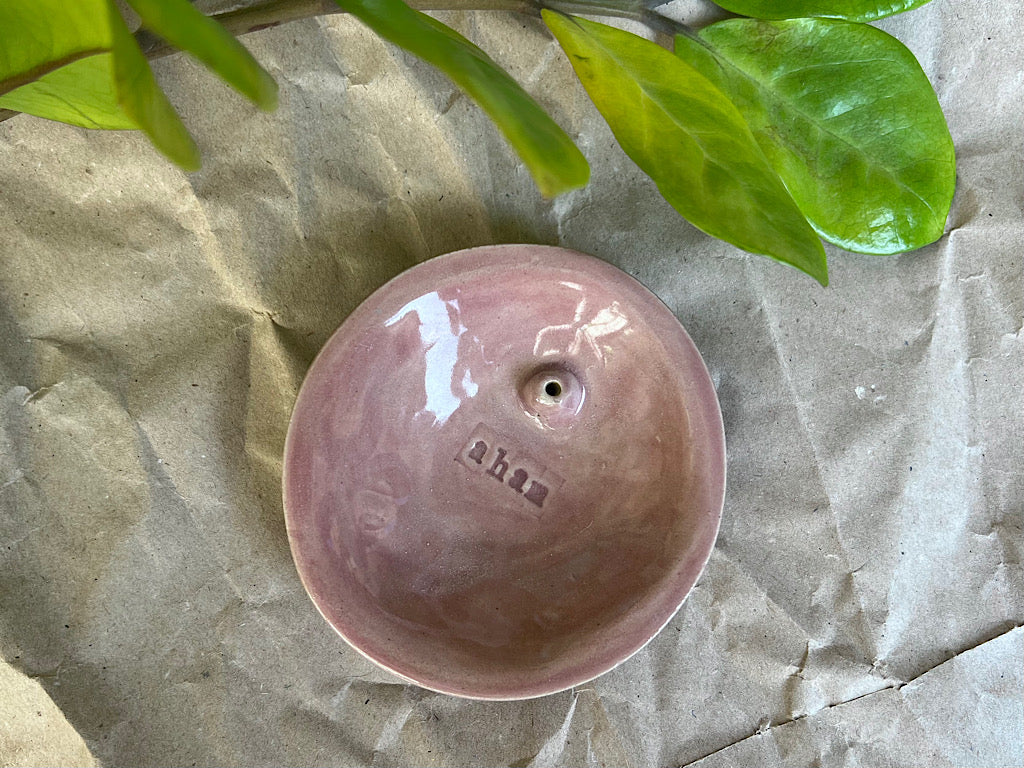 Handmade Ceramic Incense Holder with Writing - aham