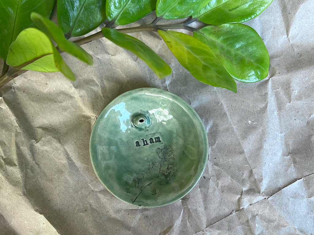 Handmade Ceramic Incense Holder with Writing - aham