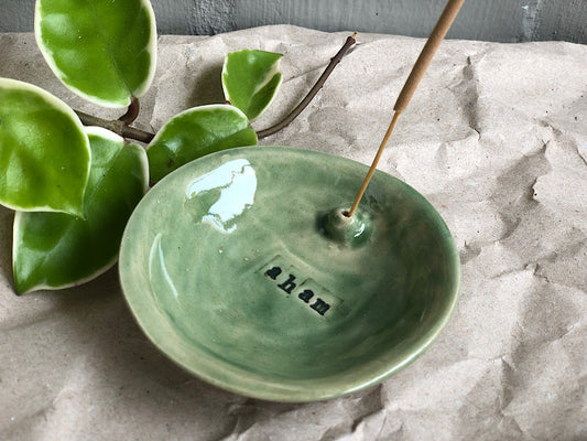 Handmade Ceramic Incense Holder with Writing - aham