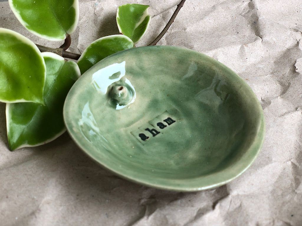 Handmade Ceramic Incense Holder with Writing - aham