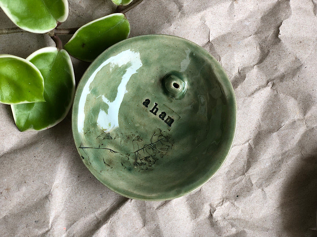 Handmade Ceramic Incense Holder with Writing - aham