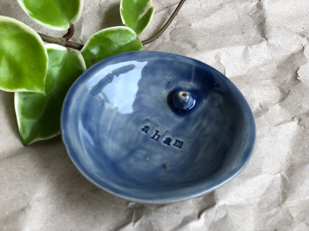 Handmade Ceramic Incense Holder with Writing - aham