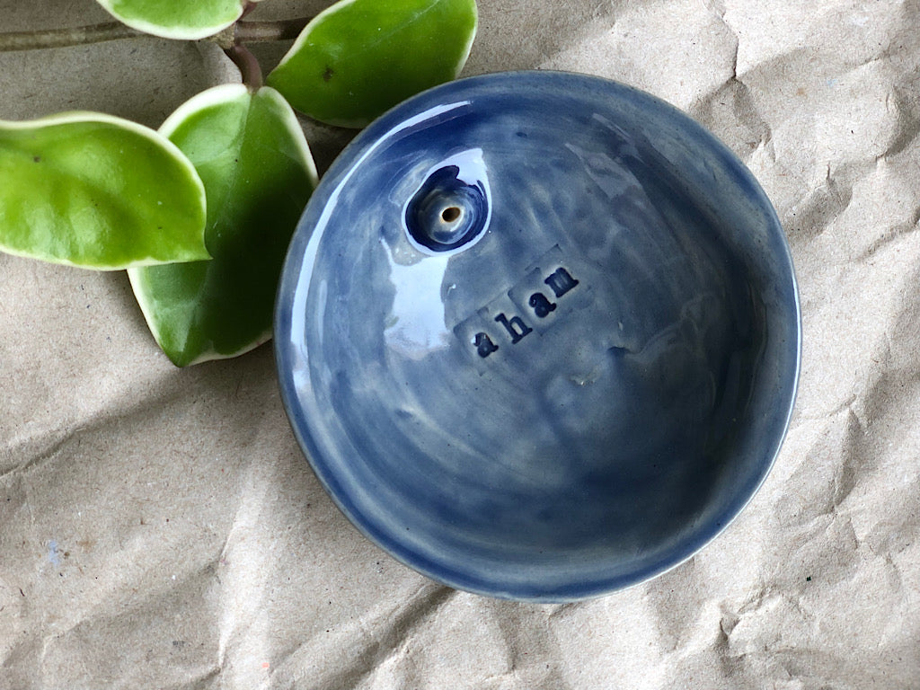Handmade Ceramic Incense Holder with Writing - aham