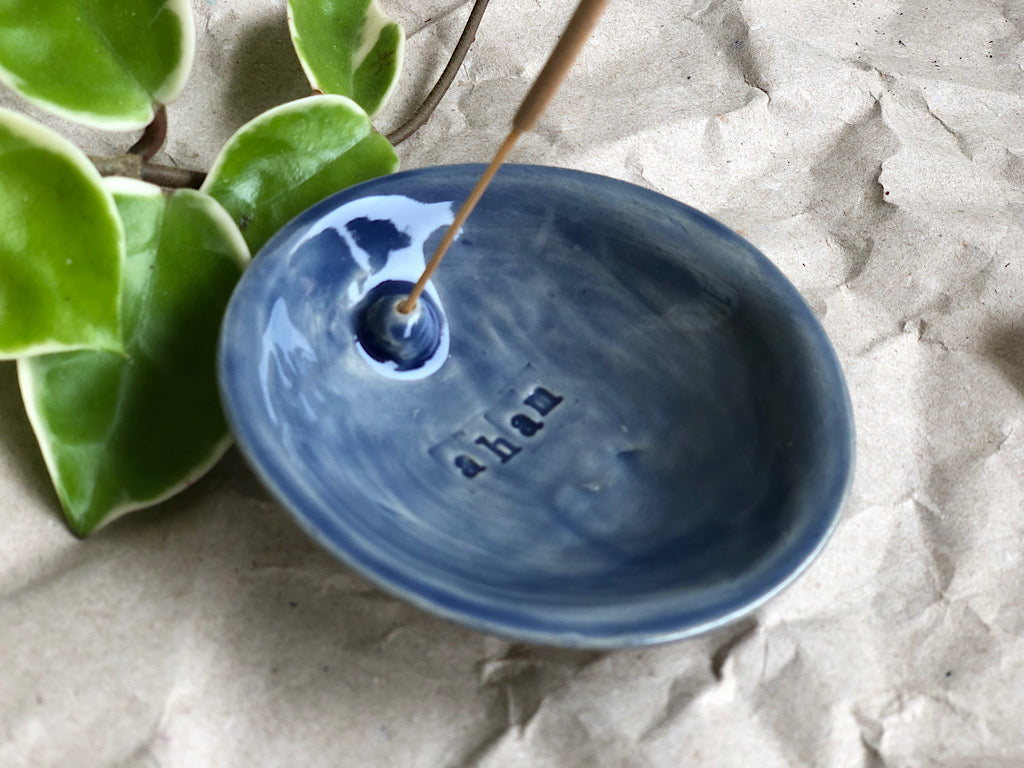 Handmade Ceramic Incense Holder with Writing - aham