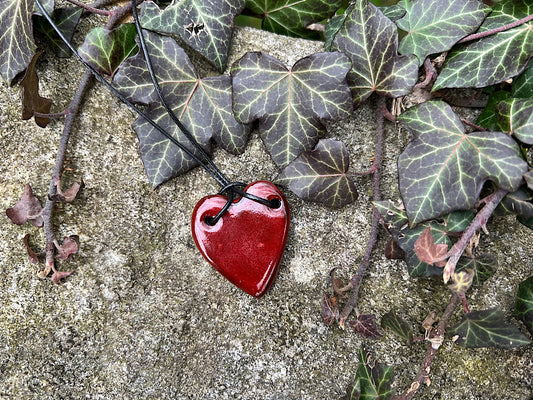 Handmade Ceramic Pendant Necklace - Heart