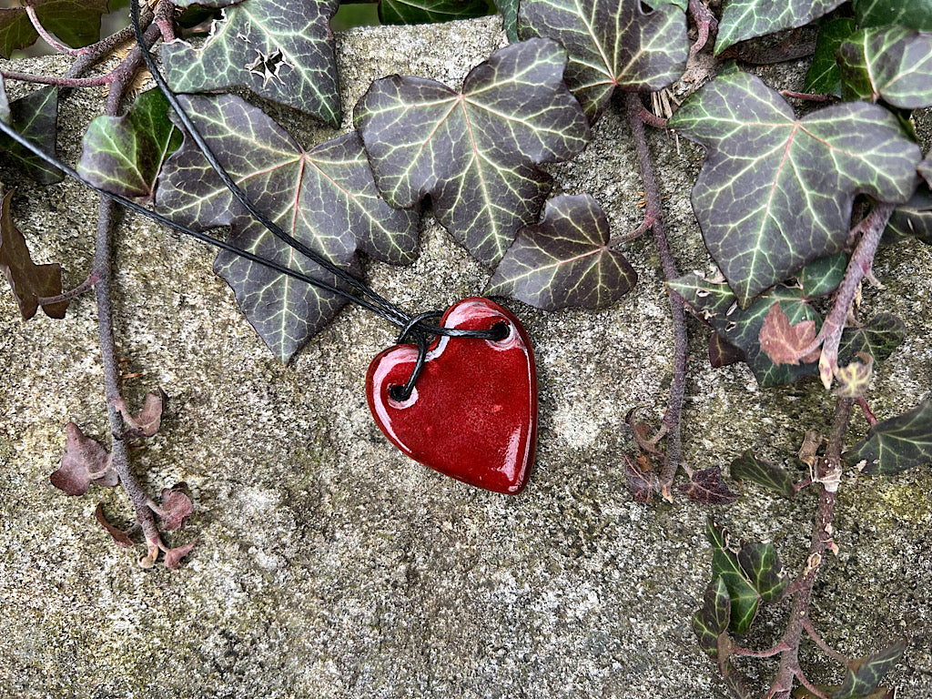 Handmade Ceramic Pendant Necklace - Heart