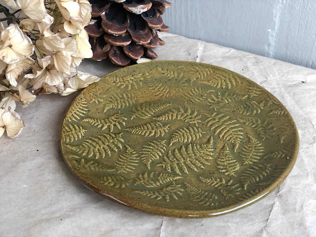 Handmade Ceramic Plate, Fern - Stoneware