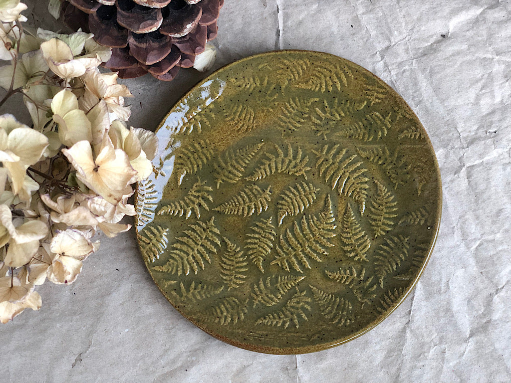 Handmade Ceramic Plate, Fern - Stoneware
