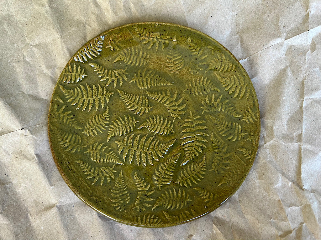 Handmade Ceramic Plate, Fern - Stoneware