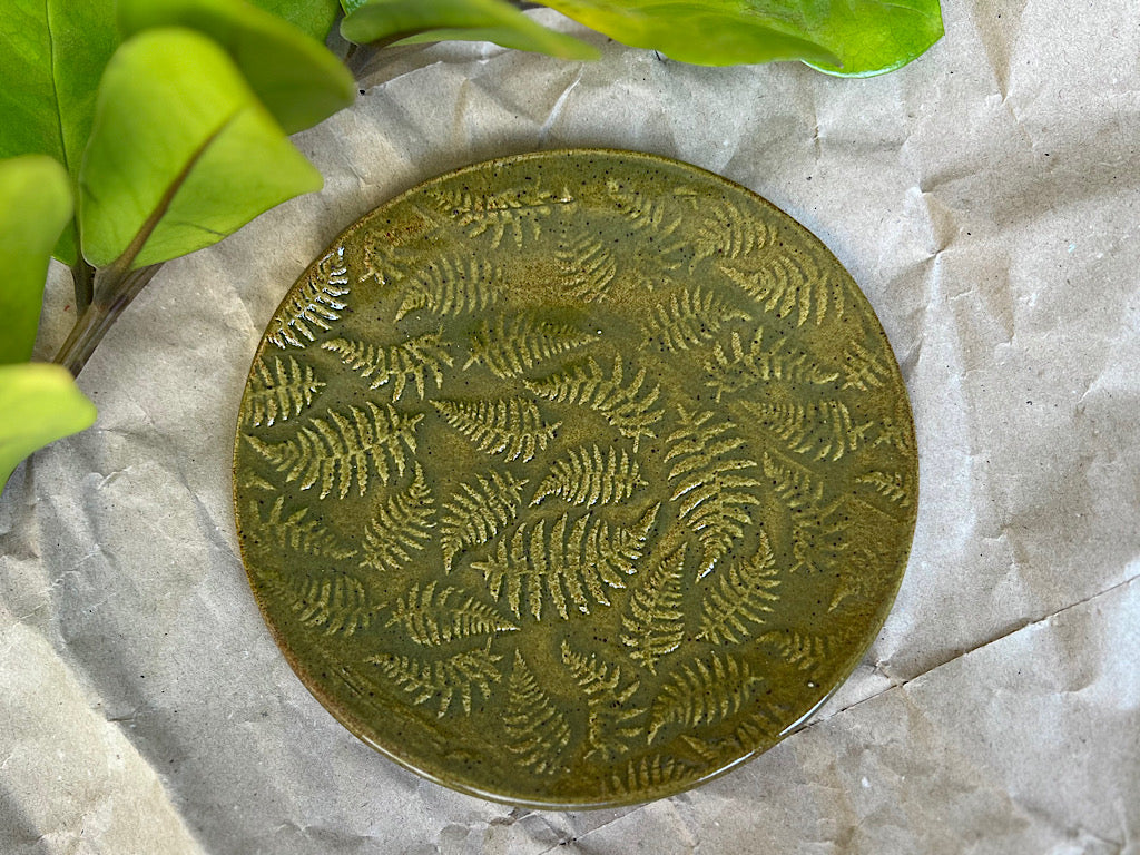 Handmade Ceramic Plate, Fern - Stoneware