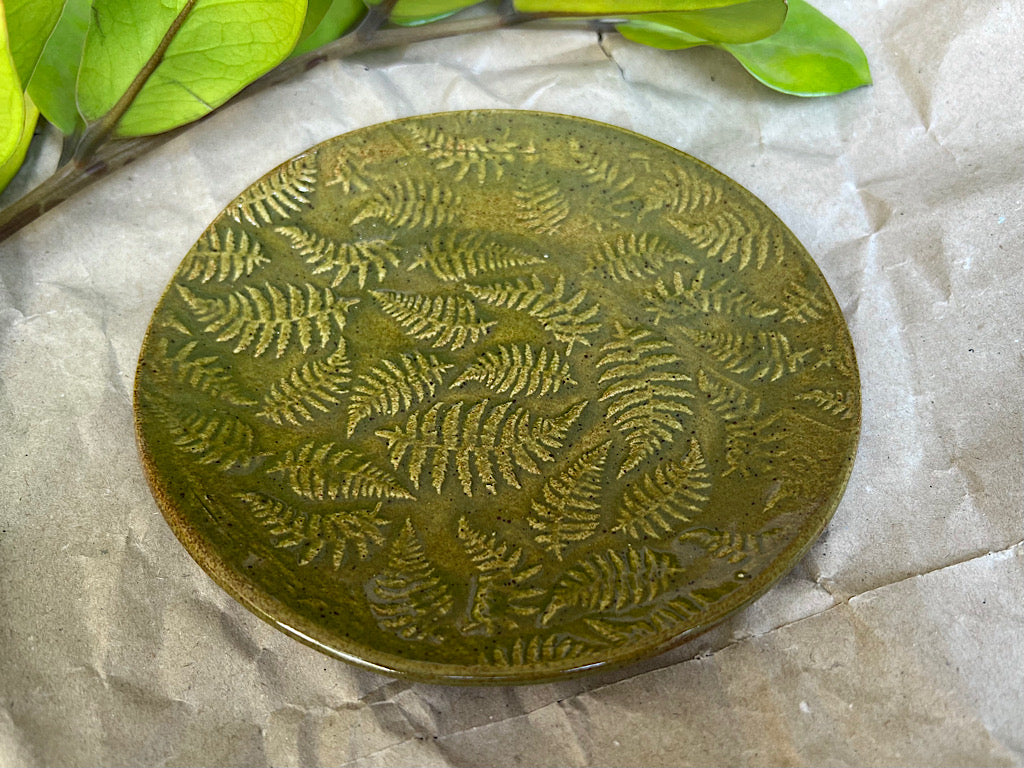 Handmade Ceramic Plate, Fern - Stoneware