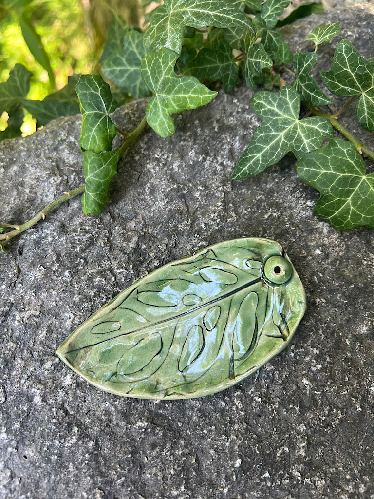 Handmade Ceramic Incense Holder - Monstera Leaf