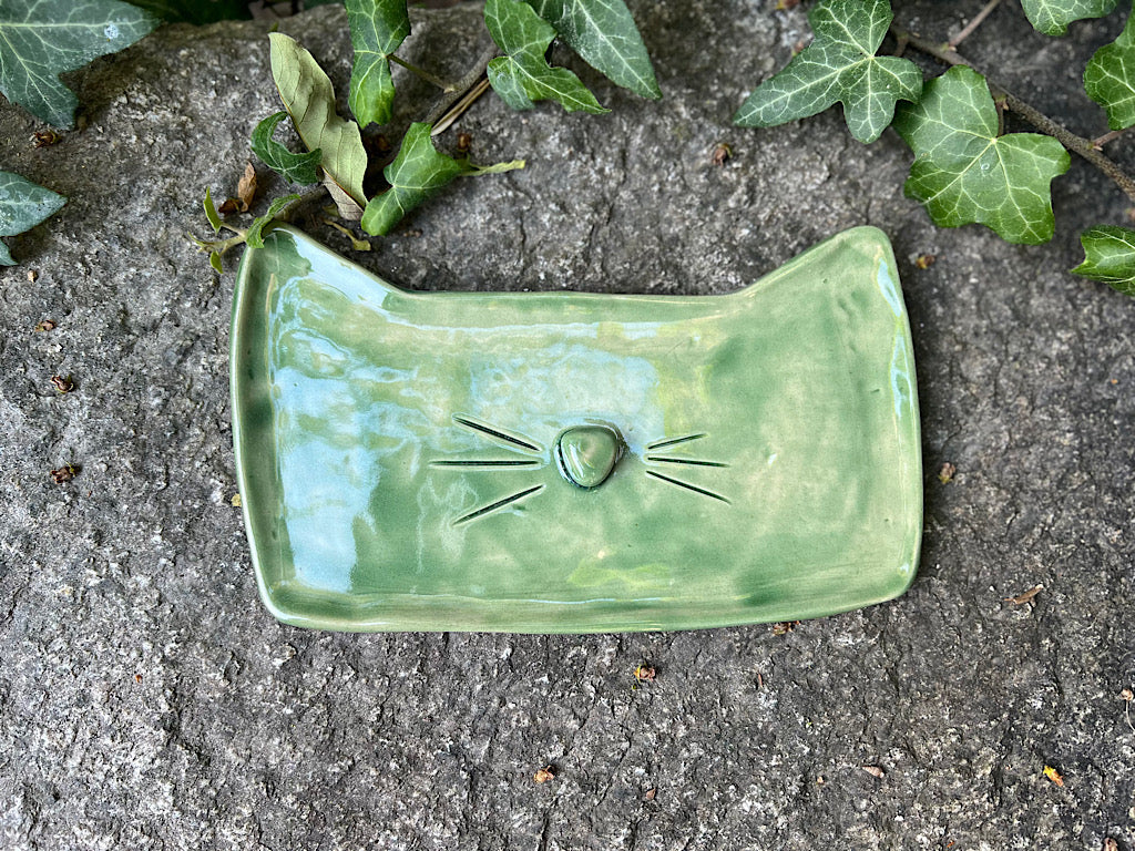 Porta Occhiali e Oggetti Artigianale a forma di Gatto - in Ceramica Fatta a Mano