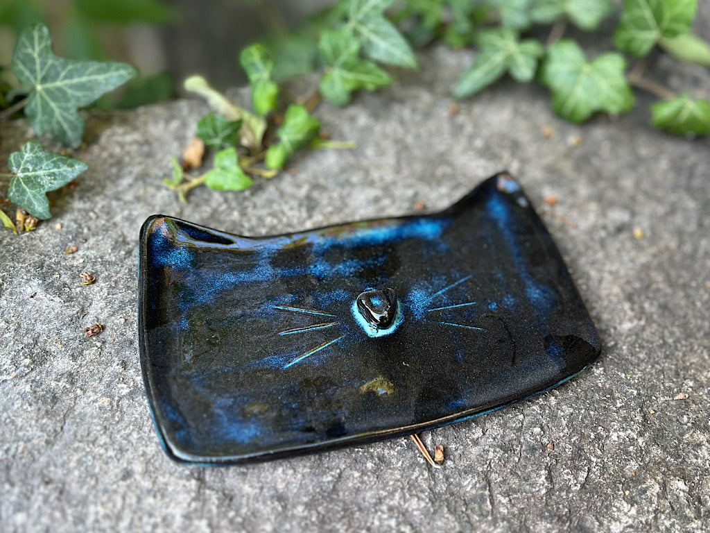Porta Occhiali e Oggetti Artigianale a forma di Gatto - in Ceramica Fatta a Mano
