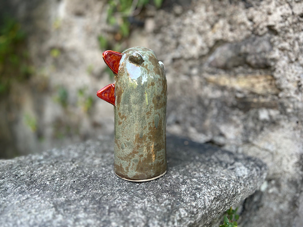 Vaso a forma di Dinosauro/Drago Artigianale in Ceramica Fatta a Mano